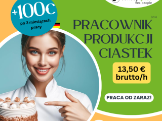 Pracownik produkcji (k/m) – pakowanie ciastek - Niemcy + 100 € dodatku!