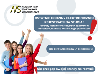 Ostatnie godziny elektronicznej rejestracji na studia w ANS Nowy Sącz!