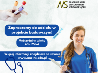 Zaproszenie do udziału w projekcie badawczym dotyczącego analizy składu ciała oraz badań krwi i śliny mężczyzn w wieku 40-75 lat